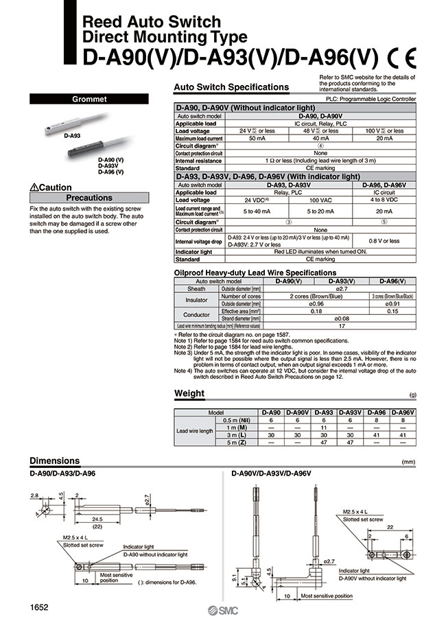 General Purpose Reed SMC D-A90V Auto Switch