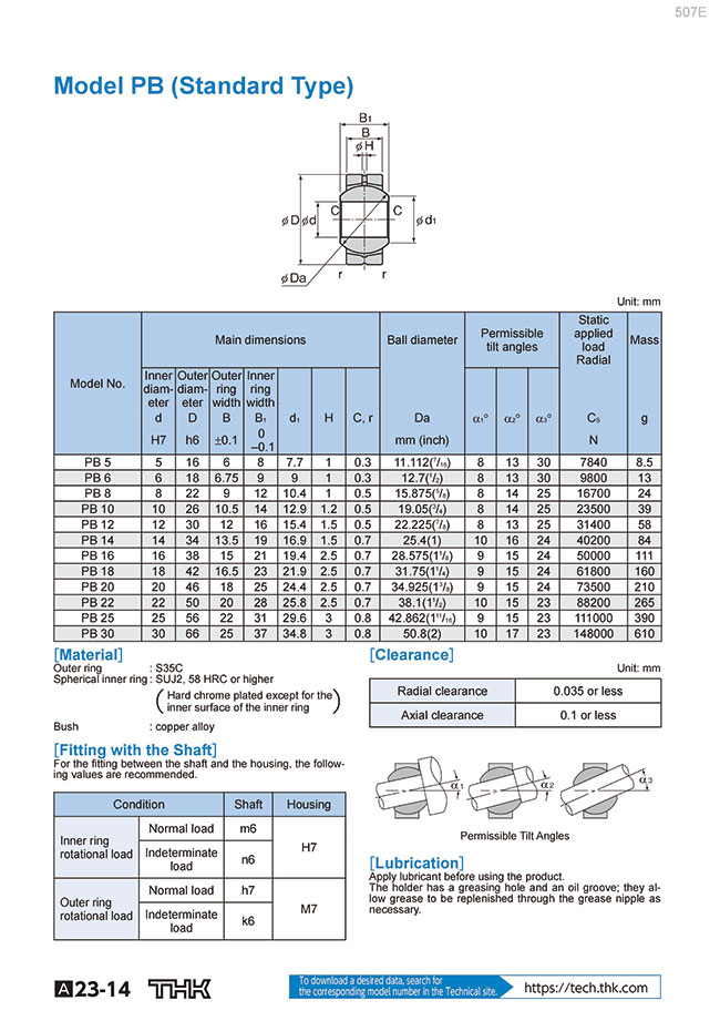 PB22 | Spherical Bearing PB Type | THK | MISUMI MEXICO